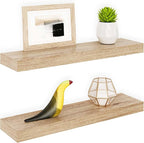 Ballucci Floating Shelves, 24" Wood Wall Shelf Set of 2, Invisible Brackets Floating Shelf Bathroom Wall Decor, Living Room, 