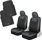 Motor Trend 2 Waterproof Front Seat Covers + 2 Trimmable Floor Mats – Universal Fit Car Interior Combo Set for Cars, Trucks, 