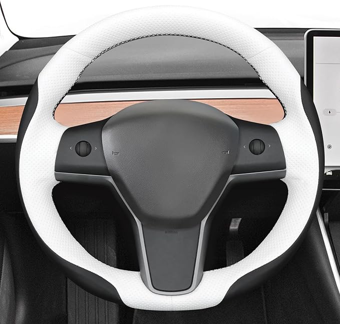 MEWANT Hand Stitched Steering Wheel Cover for Tesla Model 3 2017-2023 / Model Y 2020-2023 for Tesla Model 3/Y Accessories