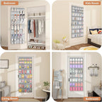 FENTEC 40 Large Pockets Over The Door Shoe Organizer, Mesh Hanging Shoe Organizer Shoe Rack for Closet Mesh Closet Shoe Holde