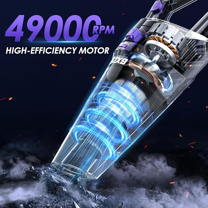 Handheld Vacuum Cordless, 15000PA Strong Suction Hand Held Car Vacuum Cleaner Rechargeable, Portable Hand Vacuum with Multi-N