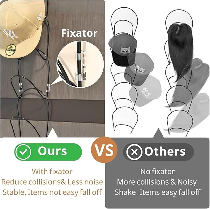LINFIDITE 10 Pack Hat Rack Hanger Holder Organizer Closet Hanging Baseball Cap Display Storage Rack for Scarves Handbags Towe