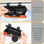 Car Sunglasses Holder for Sun Visor, Button Leather Eyeglass Hanger and Interior Storage Box