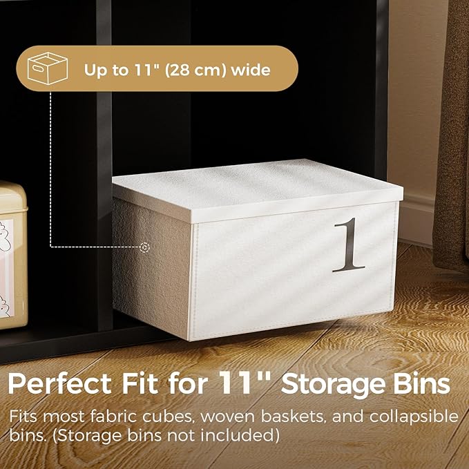 COMHOMA 9 Wood Cube Storage Organizer with Open Back and Removable Back Panels, 11In Black Cube Storage Bookshelf, Cubicle Sh