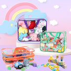 9 Packs Toy Storage Bags with Labels, 11.8x8.7x3.9In Large PVC Reusable Clear Board Game Storage with Zipper, Travel Waterpro