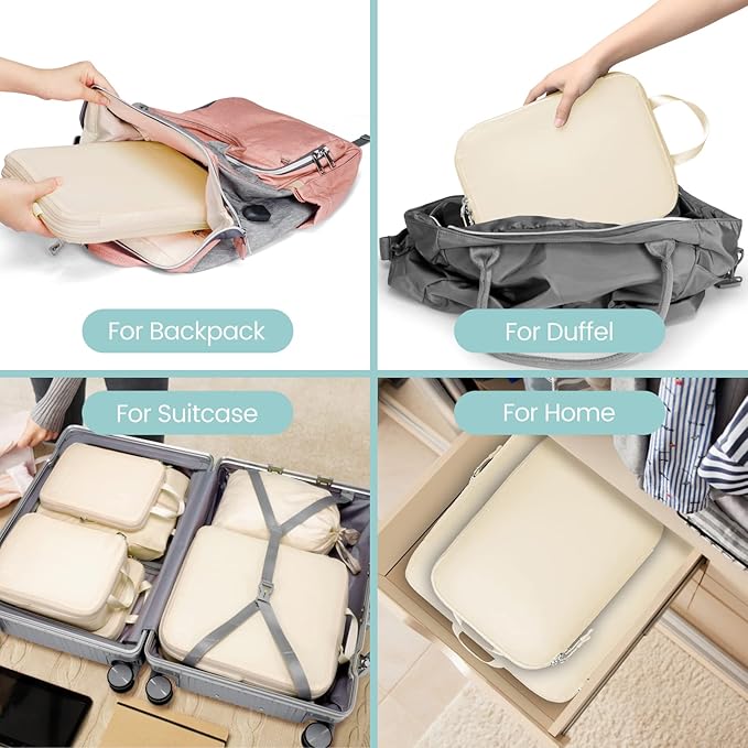 Cambond Compression Packing Cubes for Travel - Lightweight Expandable Travel Bags Luggage Organizers Travel Essentials Compre