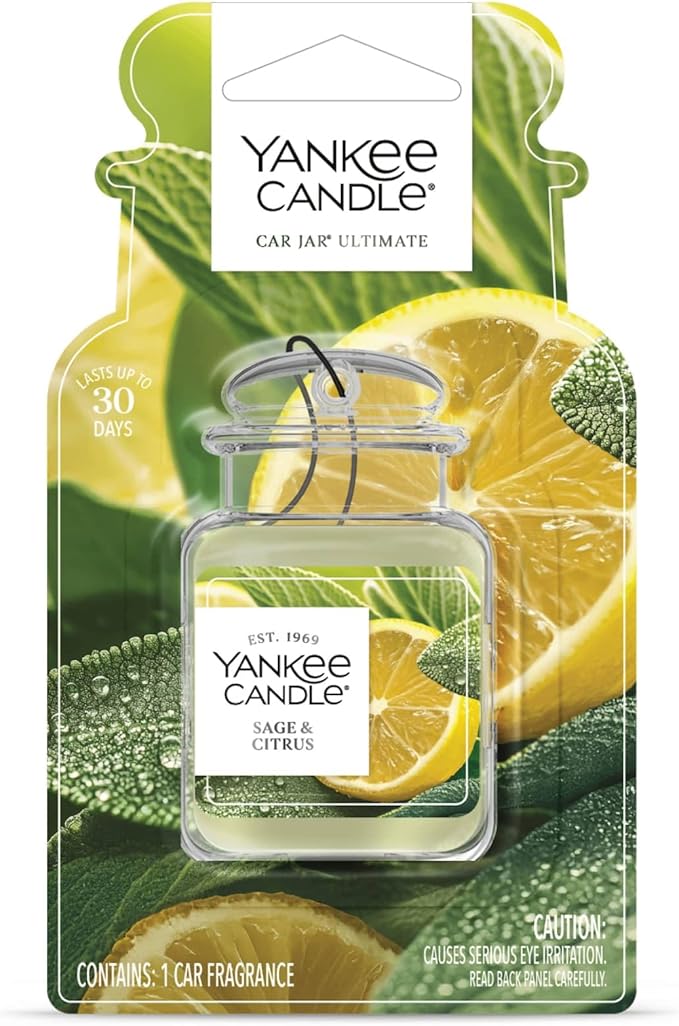 Yankee Candle Car Jar Ultimate, Sage & Citrus, Neutralizes Odors, Up to 30 Days