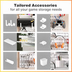 Keepo Peg Board Wall Organizer for Gaming Setup, Pegboard with Adhesives & Screw Mounts, Includes Peg Board Accessories for G
