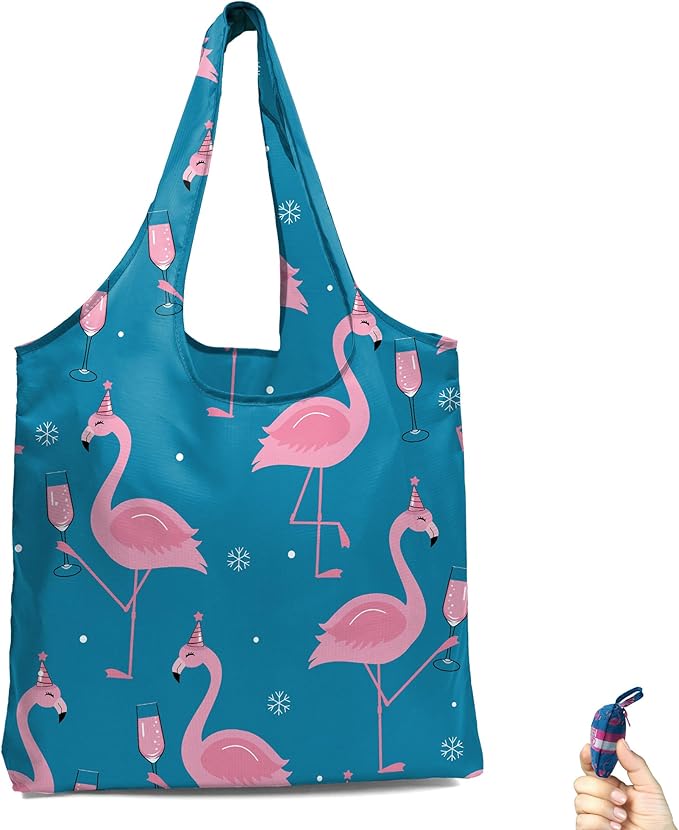 BeeGreen Reusable Grocery Shopping Bag -Travel Tote Bag - Foldable Compact Sturdy Bags