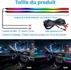 Dream color Acrylic Interior Car Lights, 2 Pieces 110cm/43.3inch 128 Colorful Car LED Strip Light RGB Fiber Optic Rainbow Ambient Lighting bar, Universal Decoration Dynamic Atmosphere Neon Lights
