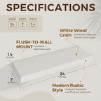 Dreamland 24 Inch Long Floating Shelves in White,6.7 Inch Deep Floating Shelf for Wall,Large Display & Storage Shelf, Wall Sh