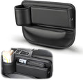 Car Seat Gap Filler Organizer, Universal Premium Leather Seat Organizer with Cup Holder, Seat Gap Storage Box with Bottle Holder, Car Leather Gap Bag Front Center Console Seat (Driver Side)