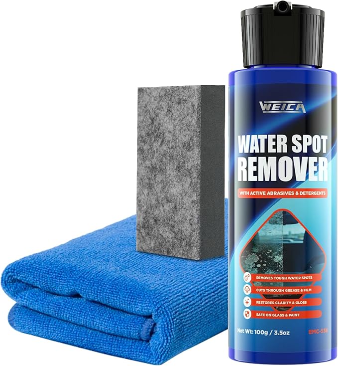3-in-1 Ultimate Car Glass Care Kit: Water Spot Remover Polish, Hydrophobic Rain Repellent, Anti-Fog Spray for Windshield & Wi