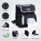 Farasla All-in-One Car Trash Can, Garbage Bag for Car with Removable Leakproof Interior Liner, Adjustable Tissue Holder & Straps(Black)