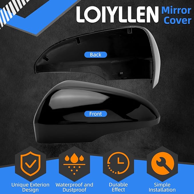 Driver Side Mirror Cover Replacement for Ford Fusion 2013 2014 2015 2016 2017 2018 2019 2020 2021 2022 - Left Side Mirror Covers, Rear View Mirror Cap Accessories With Lamp, Black