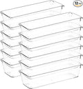 12 Pack Drawer Organizer - 3" X 9" Clear Acrylic Storage Bins with Non-Slip Pads, Versatile Desk Tray for Makeup, Jewelry, Ki