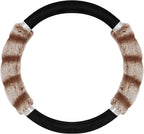 BDK Bear Fur Steering Wheel Cover, Plush Faux Fur Fuzzy Steering Cover for Car Truck Van SUV, Standard Size Fits Wheels 14.5-