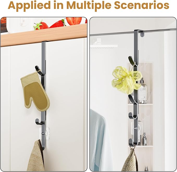 Over The Door Hooks, Metal Door Hooks for Hanging, Over The Door Purse Organizer for Coat Hanger, Back of Shower Door for Han