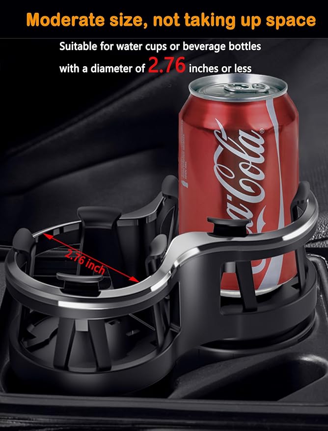 Kwak's Car Cup Holder Expander, 2 in 1 Extra Cup Holder Adapter Extender for Car with Expandable Insert, Fits Drink Cup,Tea Cup,Soda Can,Car Ashtray, etc