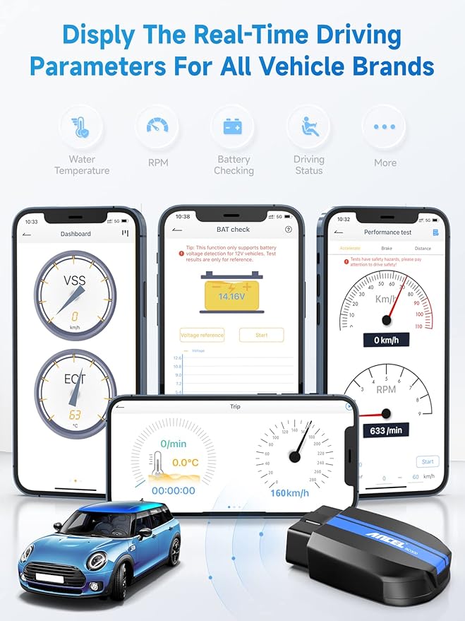 ANCEL BD300 BMW Bluetooth OBD2 Scanner, Full System Code Reader and Diagnostic Tool for BMW with Battery Registration Service