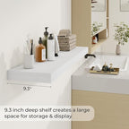 Dreamland 40 Inch Long Floating Shelves in White,9.3 Inch Deep Floating Shelf for Wall,Large Display & Storage Shelf, Wall Sh