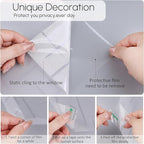 HIDBEA Window Privacy Film, Decorative Staic Cling Frosting Film, Heat Control UV Blocking Non-Adhesive Window Sticker for Home, Cross Pattern,23.6 X 78.7 Inches