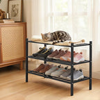 Smiry Bamboo Shoe Rack 3-Tier, Stackable Wooden Shoe Organizer for Entryway & Closet, Free Standing Wood Shoe Storage Shelf f