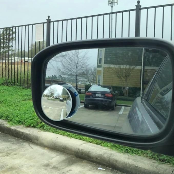 Ampper 2" Round Blind Spot Mirrors, Adjustabe HD Glass Convex Wide Angle Rear View Car SUV Universal Fit Stick-On Lens, Pack of 4
