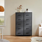 DUMOS Dresser for Bedroom, 10 Storage Drawers, Wide Fabric Closet Chests Organizer Tower Furniture with Wooden Top Metal Fram