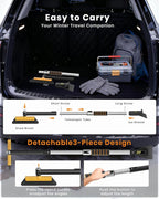 helloleiboo 43.7" Extendable Ice Scrapers for Car Windshield for 12 Adjustable Length Settings with Foam Grip and 360° Pivoting Brush Head Detachable Snow Brush for Truck SUV(Orange)