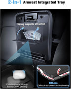 for 2025 Toyota 4Runner Center Console Armrest Cover& Armrest Hidden Privacy Tray 2-in-1 - [Friendly Liquid Silicone Rubber& OEM Design] - Thin Armrest Box Cover - Black