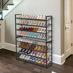 Large Shoe Rack 8 Tier Shoe Organizer, Heavy Duty Metal 4-Tier Stackable Shoe Storage Vertical Shoe Rack for Closet Front Doo
