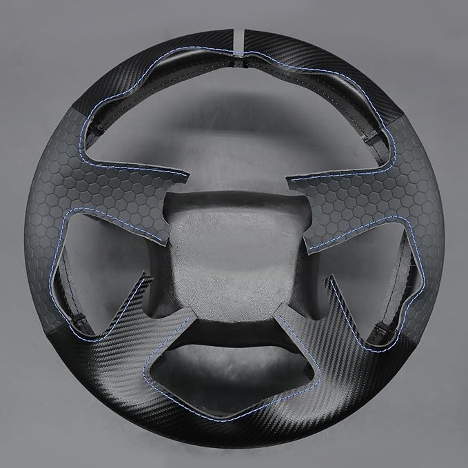 MEWANT Hand Stitch Embossed Faux Leather PU Carbon Fiber Steering Wheel Cover for Chevy Silverado 1500 Astro Blazer C/K
