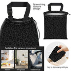 Car Trash Bag Large Hanging Can for Back of Seat, Cute Waterproof Car Garbage Bag for Vehicle, Travelling, Outdoor Grey Black Leopard