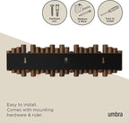 Umbra Picket Coat Rack with 8 Hooks – Walnut Wall-Mounted Coat Rack with Flip-Down Wooden Hooks, Real Pine Wood Decorative Wa