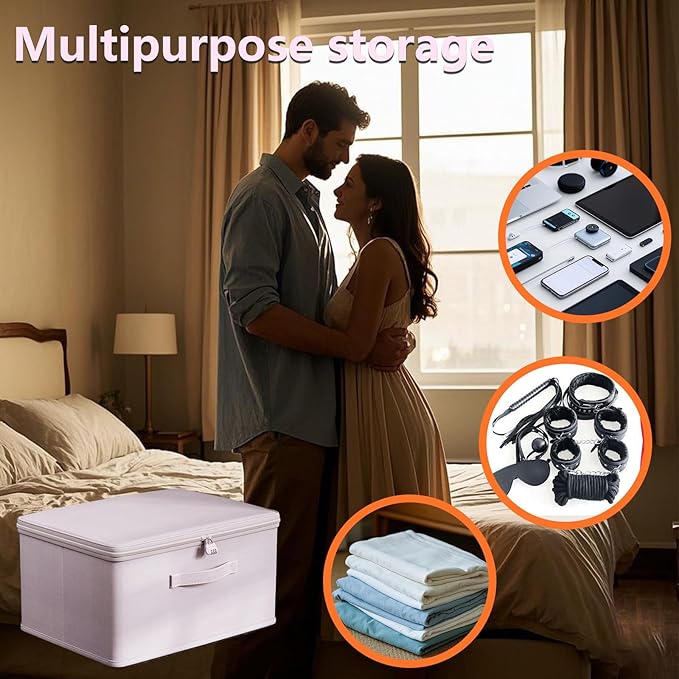 Locking Adult Game Toy Storage Organizer Lock Box Toy Storage Bins Women and Men Game Toys Storage Bags with 2 Drawstring Bag