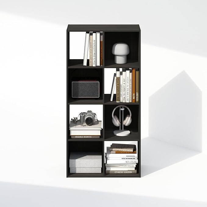 Furinno PELLI Book Shelf, 8-Cube Bookshelf, Horizontal Cube Storage Organizer Bookcase, 11.7 x 23.7 x 47, for Living Room, Be