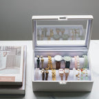 Bracelets Organizer Rods Bangles Display Holder, Clear See through Lid Leather Velvet Jewelry Storage Box Case for Women, 2 R