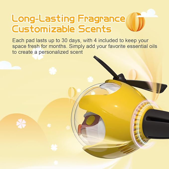 Yellow Duck Car Air Freshener with 6-Color Auto Light Up & 4 Scented Replacements Tablets – Light Scent, Decorative Auto Acce