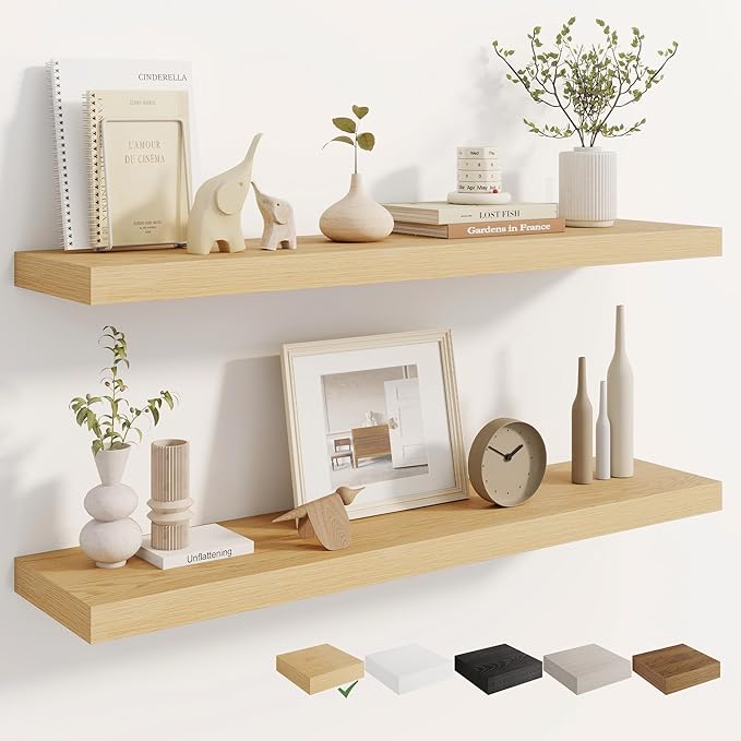 Dreamland Deep Floating Shelves, 8" Deep Long Shelves Set of 2, 40 Inches Floating Shelf for Wall,Large Display & Storage She