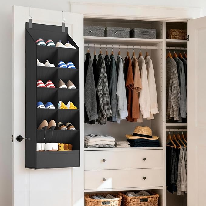 Lifewit 6 Tier Over the Door Shoe Organizer with 11 Large Deep Pockets, Fabric Hanging Shoes Shelf for Closet, Dorm Storage, 
