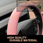 PINCTROT Nappa Leather Steering Wheel Cover for Tesla Model Y/3 Highland/Juniper, D Shaped 14 Inch Small Sized with Breathabl