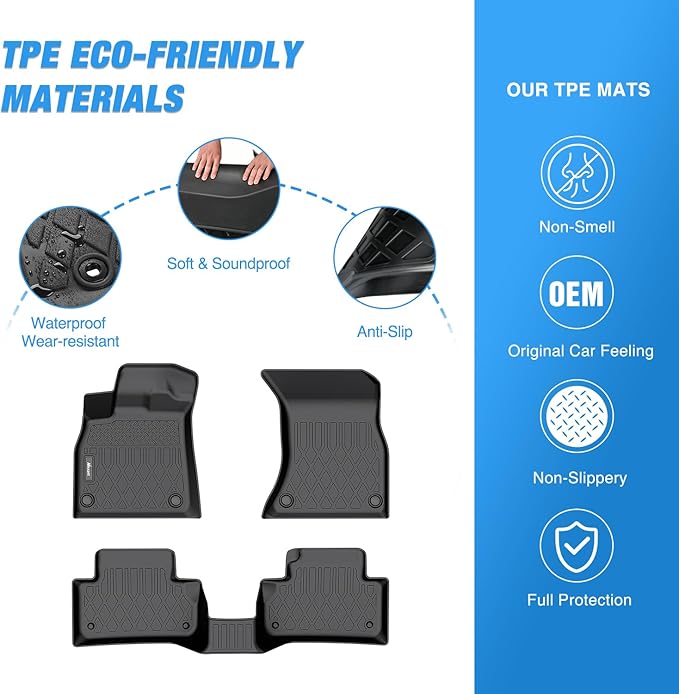 Nilight TPE Floor Mats for Audi Q5 / SQ5 2018 2019 2020 2021 2022 2023,All Weather Custom Fit Heavy Duty Floor Liners