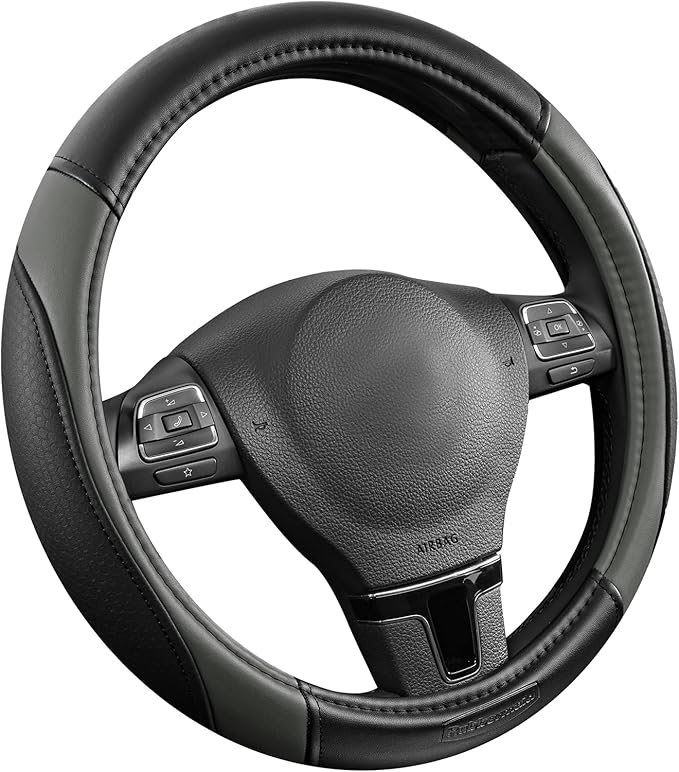 Rubbermaid Steering Wheel Cover – Universal Fit 14.5"–15" Steering Wheel Cover, Anti-Slip Grip, Breathable Leather, All-Seaso