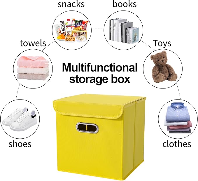 Closet Organizers Fabric Storage Bins With Lids Collapsible Cube Storage Organizer Basket With Handles,Storage Boxes for Clot