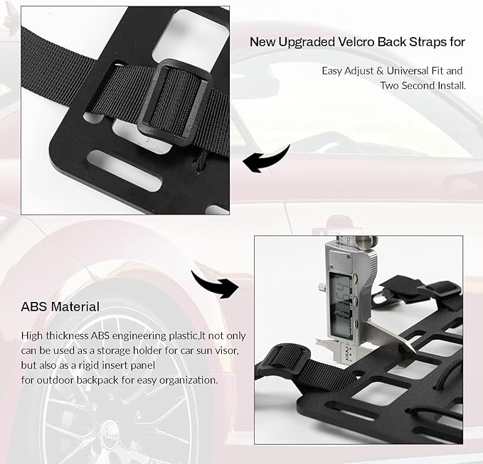 XUKEY Car Sun Visor Organizer,Vehicle Rigid MOLLE Panel Tactical Visor Organizer for Car Visor,Tactical Gear Holder for EDC Tool Holster Bag Holder Truck Equipment Mount Plate Modular Storage Shelf