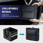 Coverado Trunk Organizer for Car- Nappa Leather Trunk Organizer for SUV with Lid, 30L Multi Collapsible Car Storage Organizer F