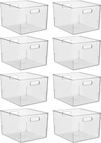 iDesign Storage Bins with Handles - Organize Kitchen, Bathroom, or Home Office - Set of 8 - Clear