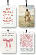 Pink Christian Jesus Air Freshener 4 Pcs, Coastal Seagrass Bow Bible Verse Religious Hanging Air Freshener for Cars Closet Dr