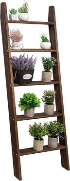 Rustic 5-Tier Wall-Leaning Wood Loadder Towel Racks for Bathroom Livingroom Kithen Office Woden Farmhouse Ladder-Style Blanke